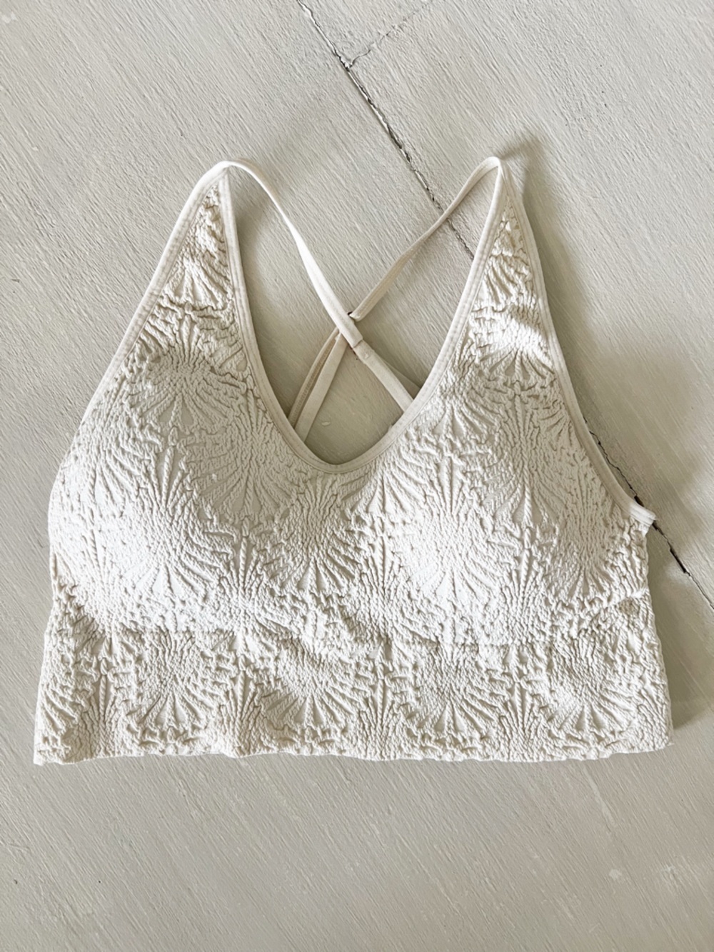 Fornia Textured Cream Bralette Top Women’s M/L Boho Seamless Lounge Crop